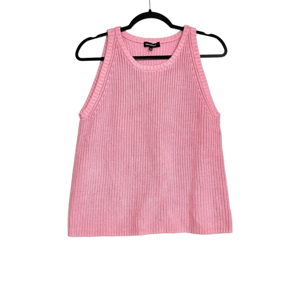 525 America Pink Knit Sleeveless Sweater Vest LARGE